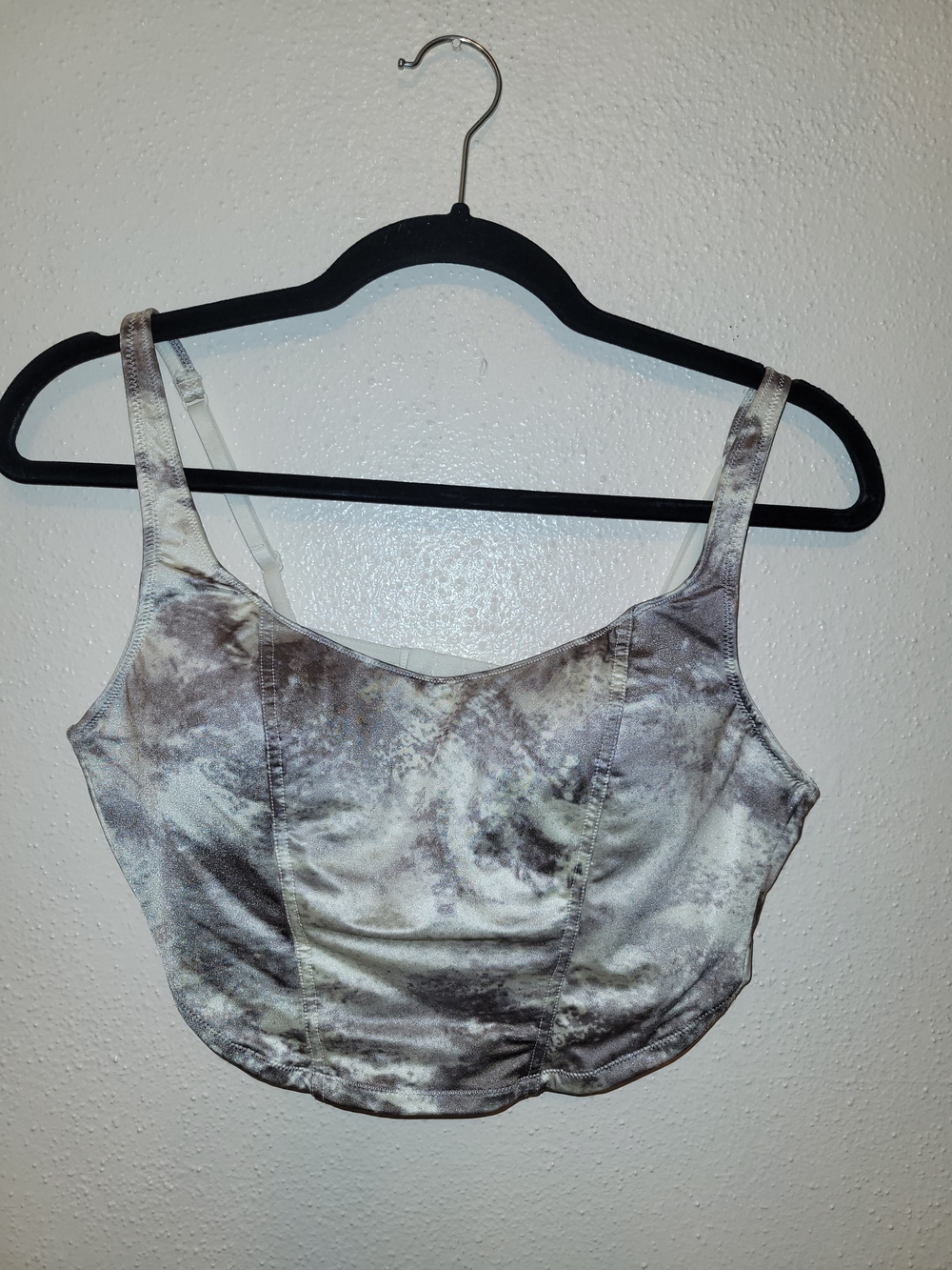 Victoria’s Secret PINK Satin Corset Top Creamer Camo Blur NWOT M